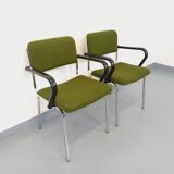 Pair of vintage fabric and chrome armchairs from the 70s