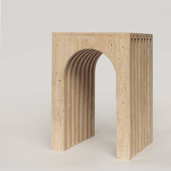 Table d'appoint balance en travertin