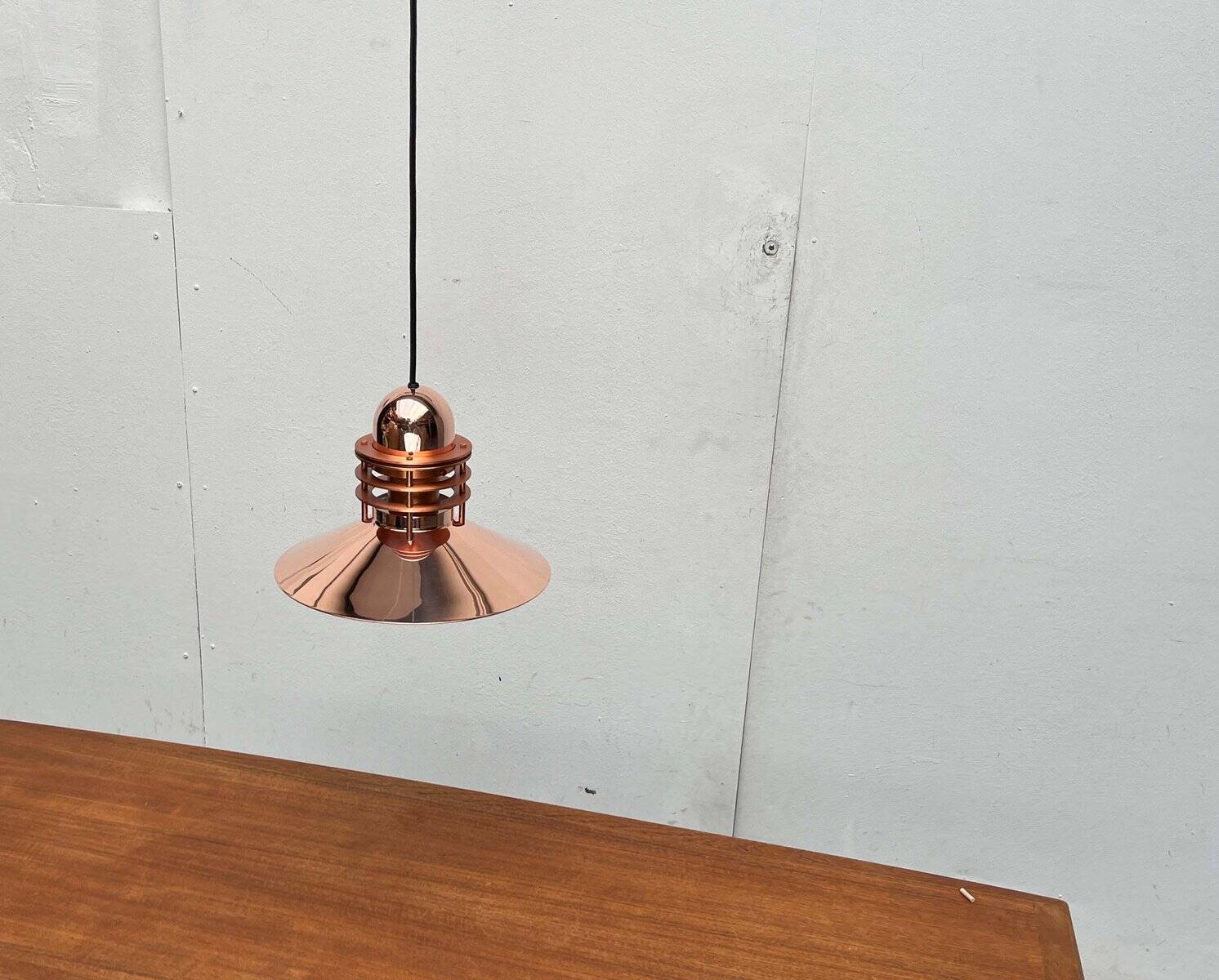 Vintage Copper Pendant Lamp Nyhavn by Alfred Homann and Ole V. Kjær for Louis Poulsen, 1980s