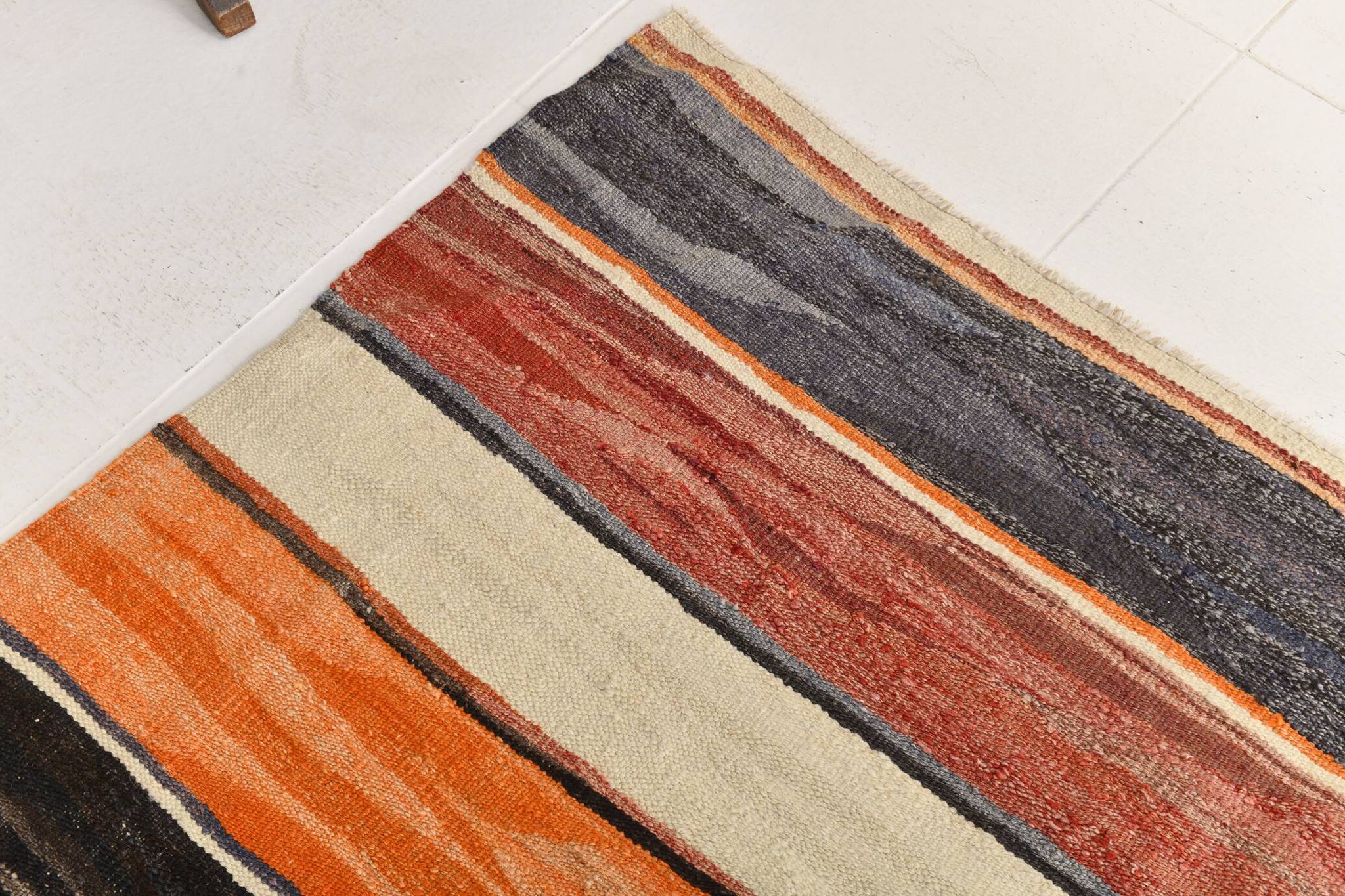 10X13 Soft Colors Rare Large Area Vintage Wool Kilim Rug, 300x389 Cm