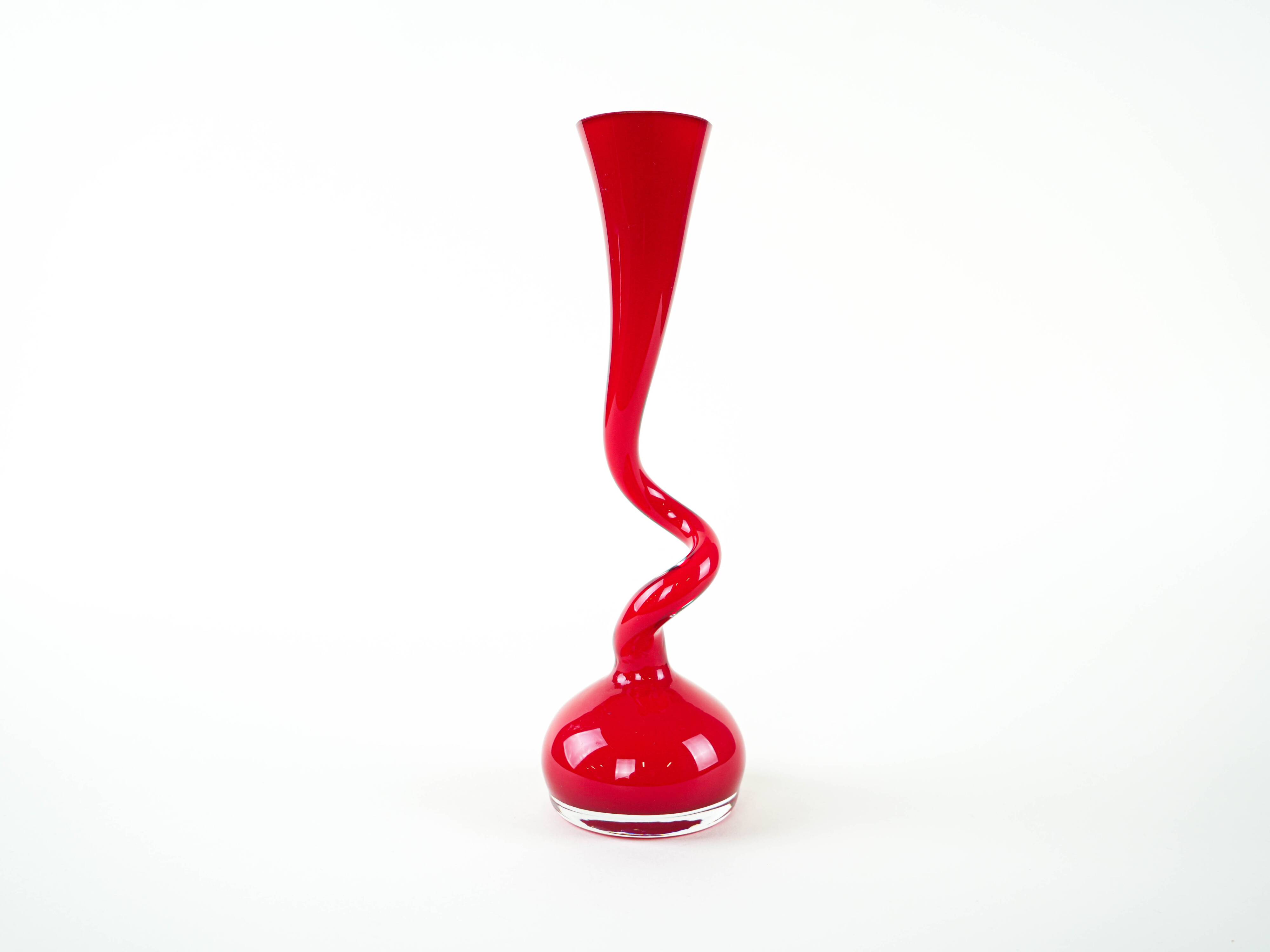 Red vase, Swing Vase, Danish design, manufactured by Normann Copenhagen