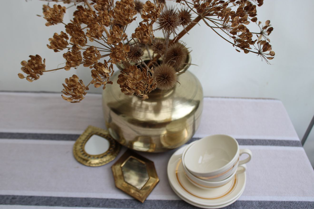 Golden brass vase