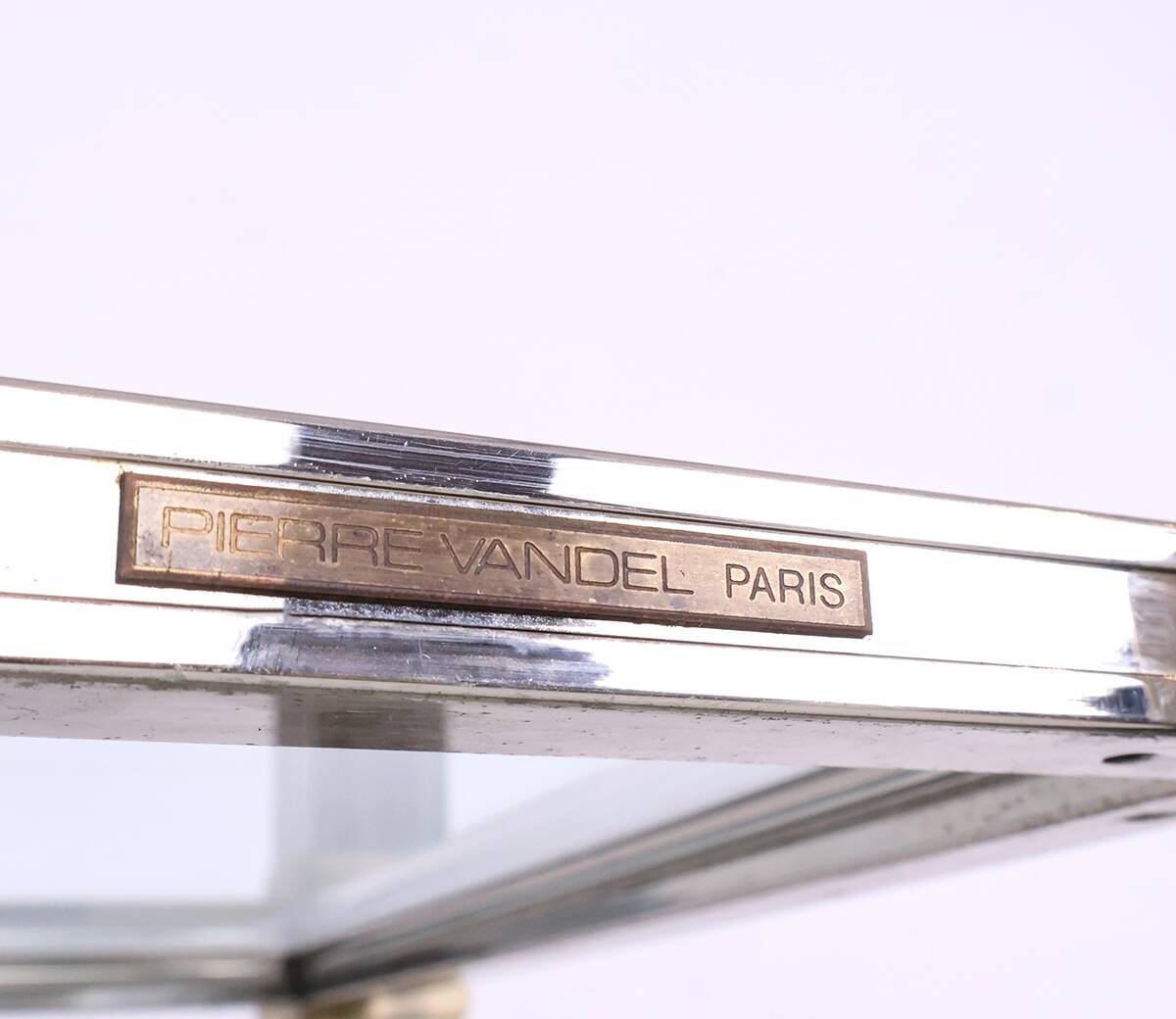 Table console vintage en verre et métal par Pierre Vandel, années 1970
