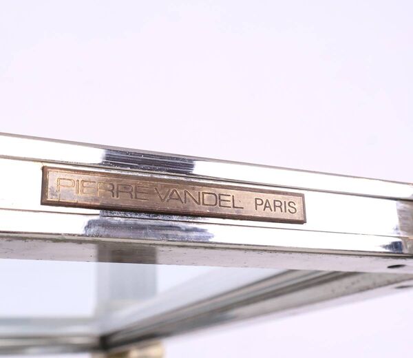 Table console vintage en verre et métal par Pierre Vandel, années 1970