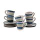 6 coffee cups - enamelled ceramic saucers