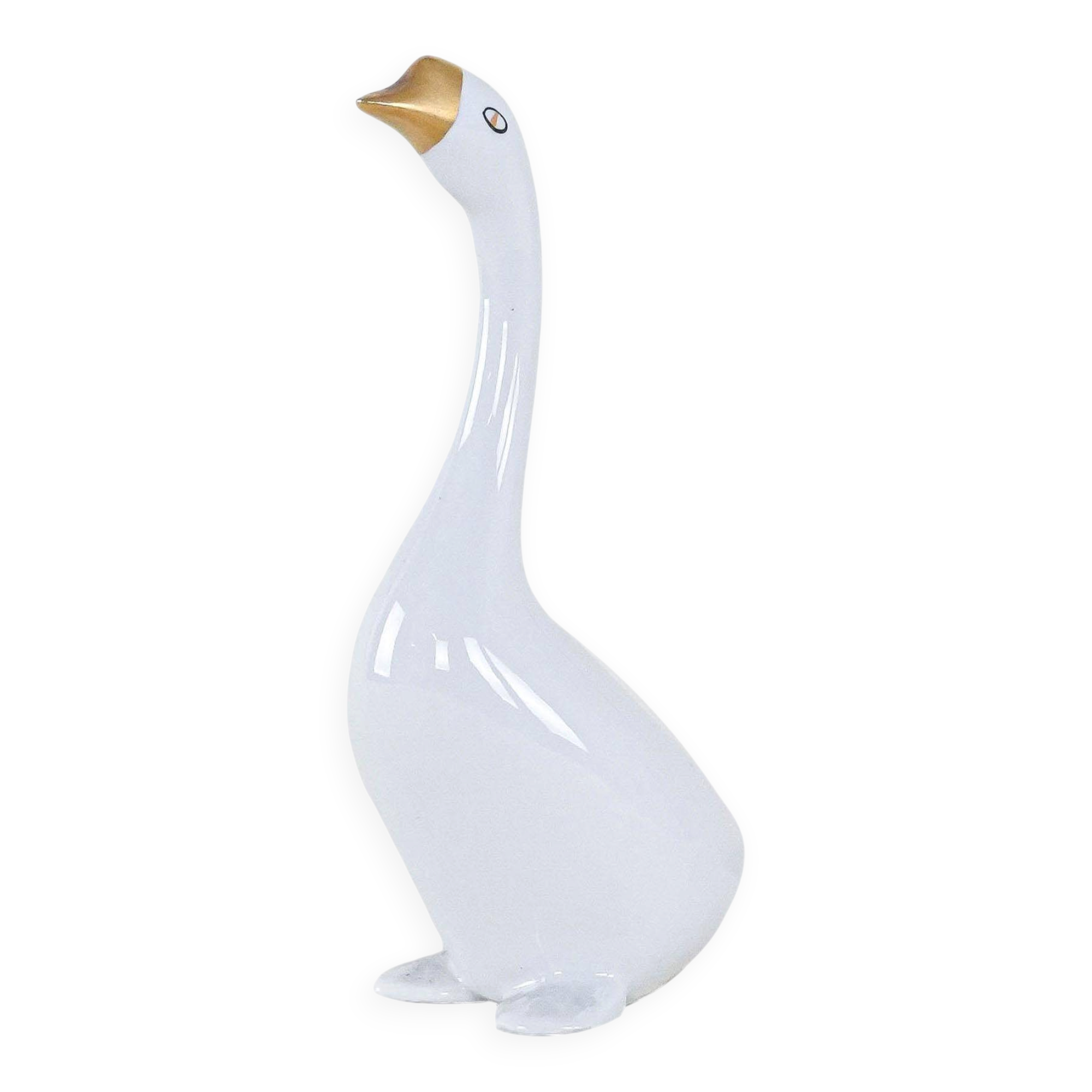 Porcelain goose figurine, Hungarian design, 1960s,manufactured by Holloháza