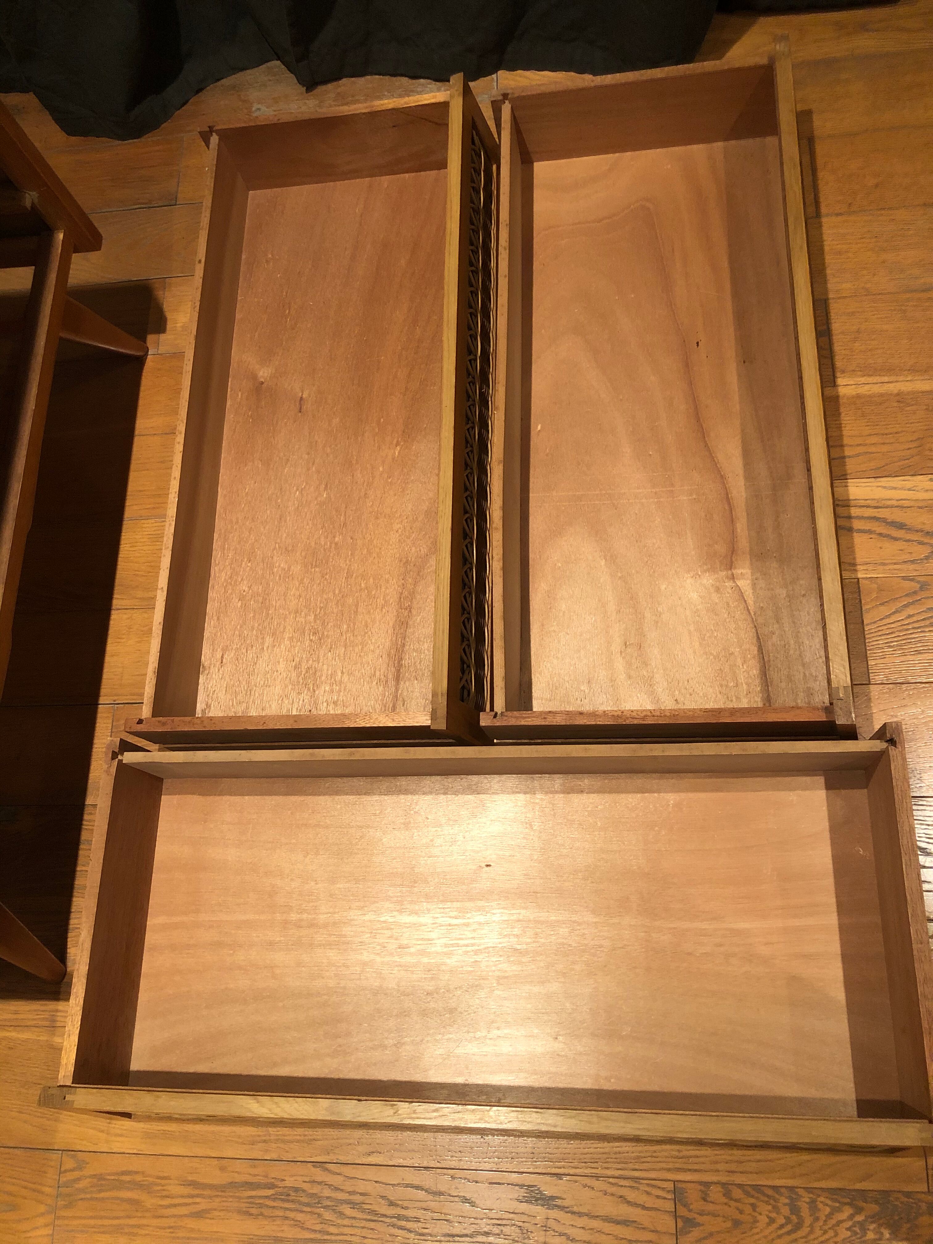 Wooden and rattan chest of drawers