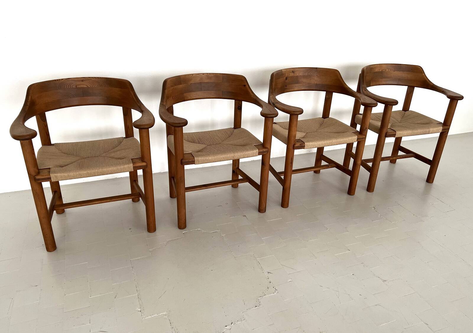 Rainer Daumiller Dining Chairs in Pine and New Paper Cord, 1970s