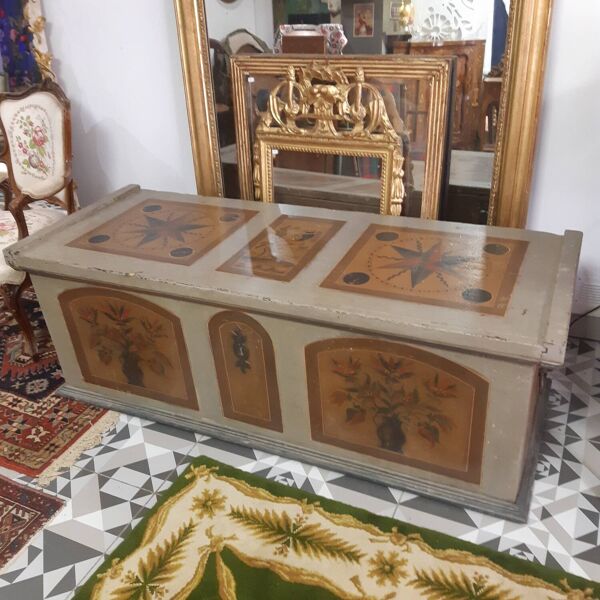 Grand coffre banquette peint 149X58