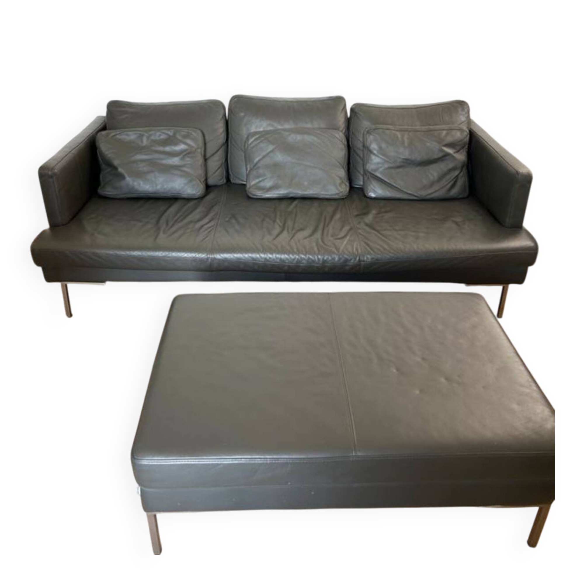 BoConcept leather sofa + matching ottoman
