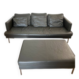 BoConcept leather sofa + matching ottoman