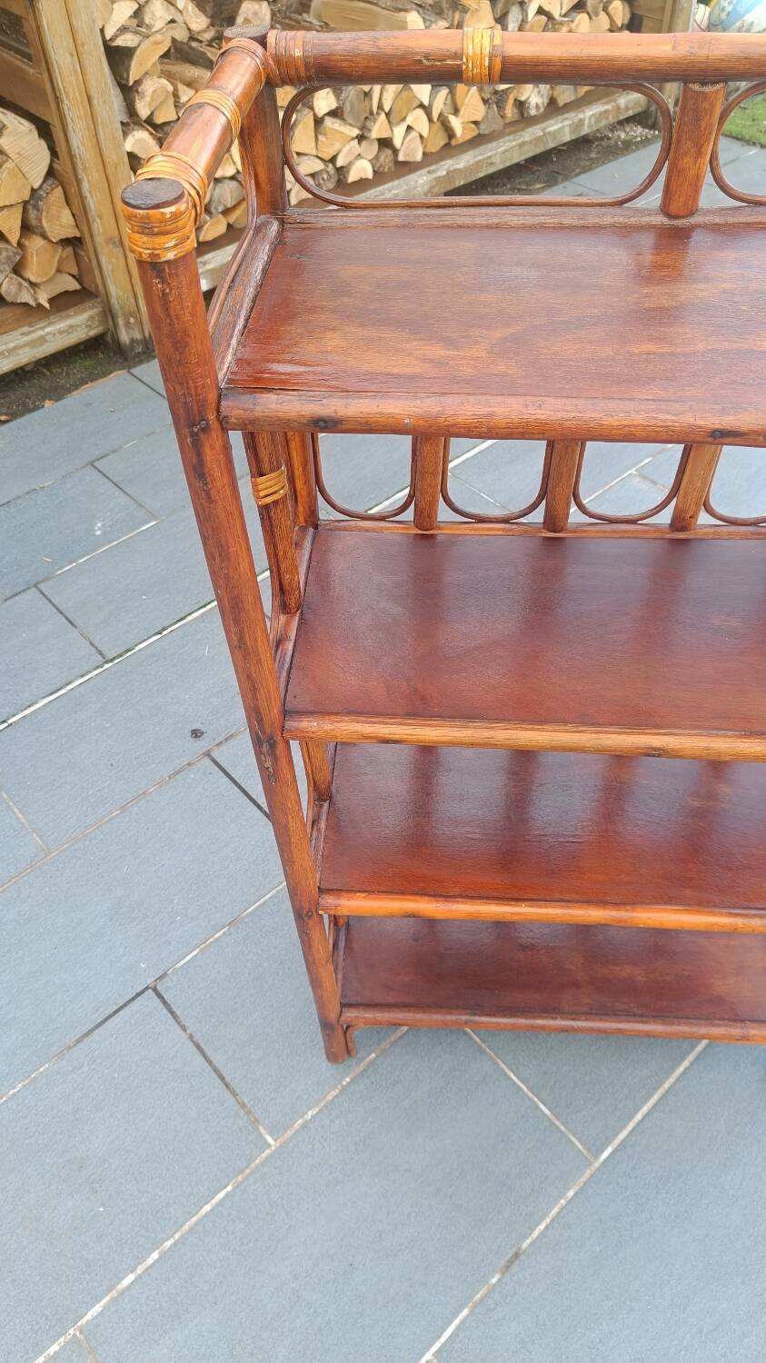 Vintage rattan shelf 4 levels – rattan bookcase