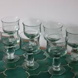 7 large water green blown wine glasses