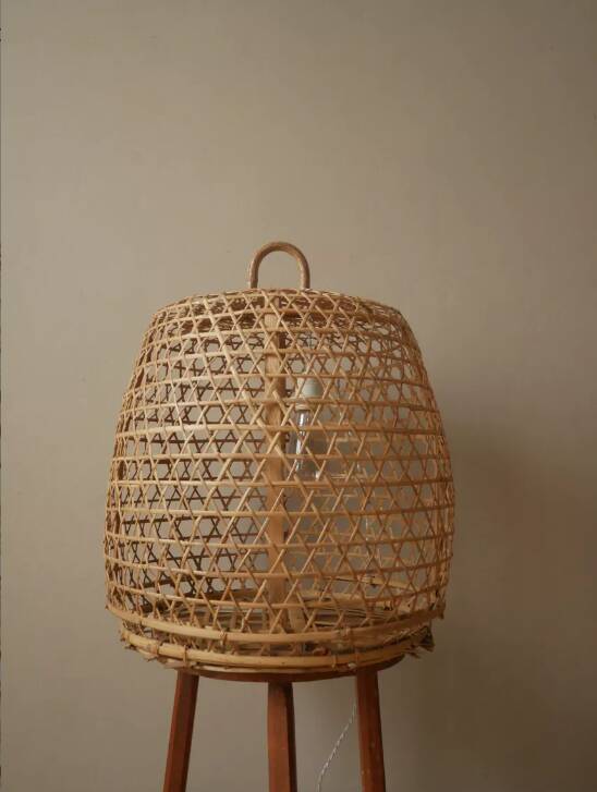 Vintage handmade Scandinavian bohemian country rooster cage lamp