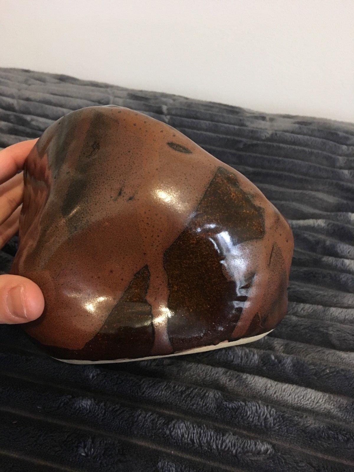 Vase ball enamelled pottery of artist's signature terminal