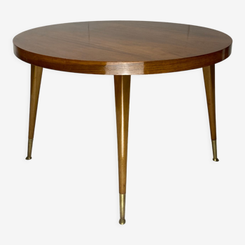Italian round table with tapered brass leg ends, 1950s