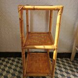70's rattan and bamboo shelf