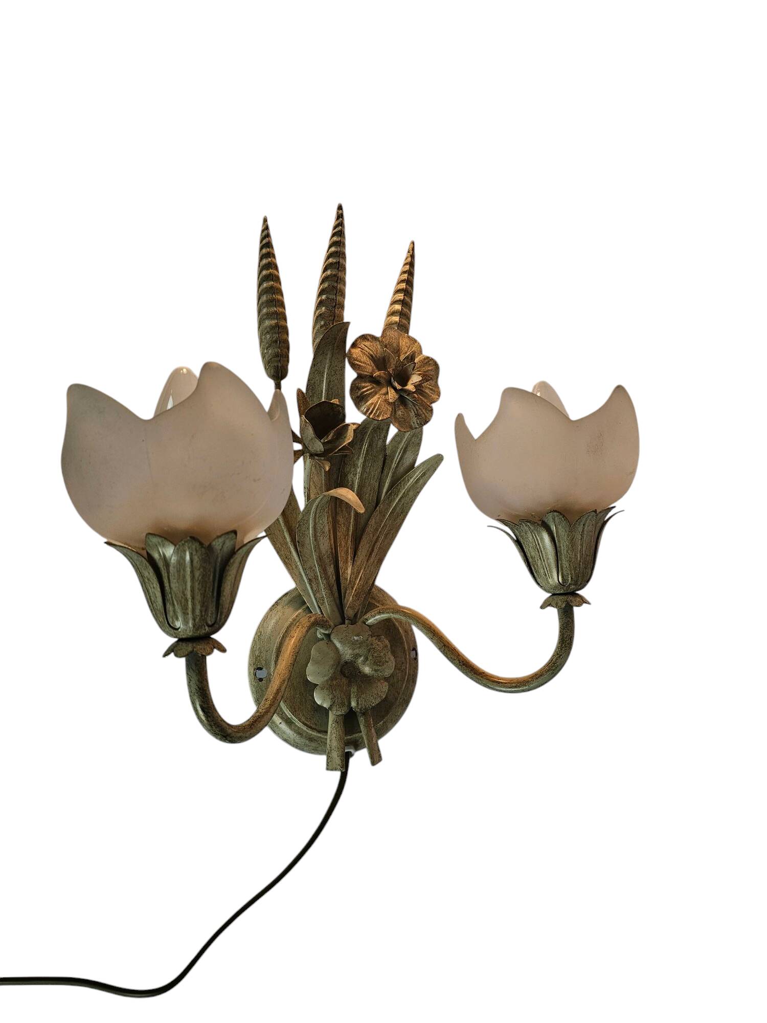 LS Italy  - vintage wall lamps (2)  - metal - gold - 70's