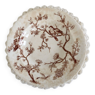 Vintage hollow serving dish English earthenware GW Turner & Sons branch decor. Late 19th century