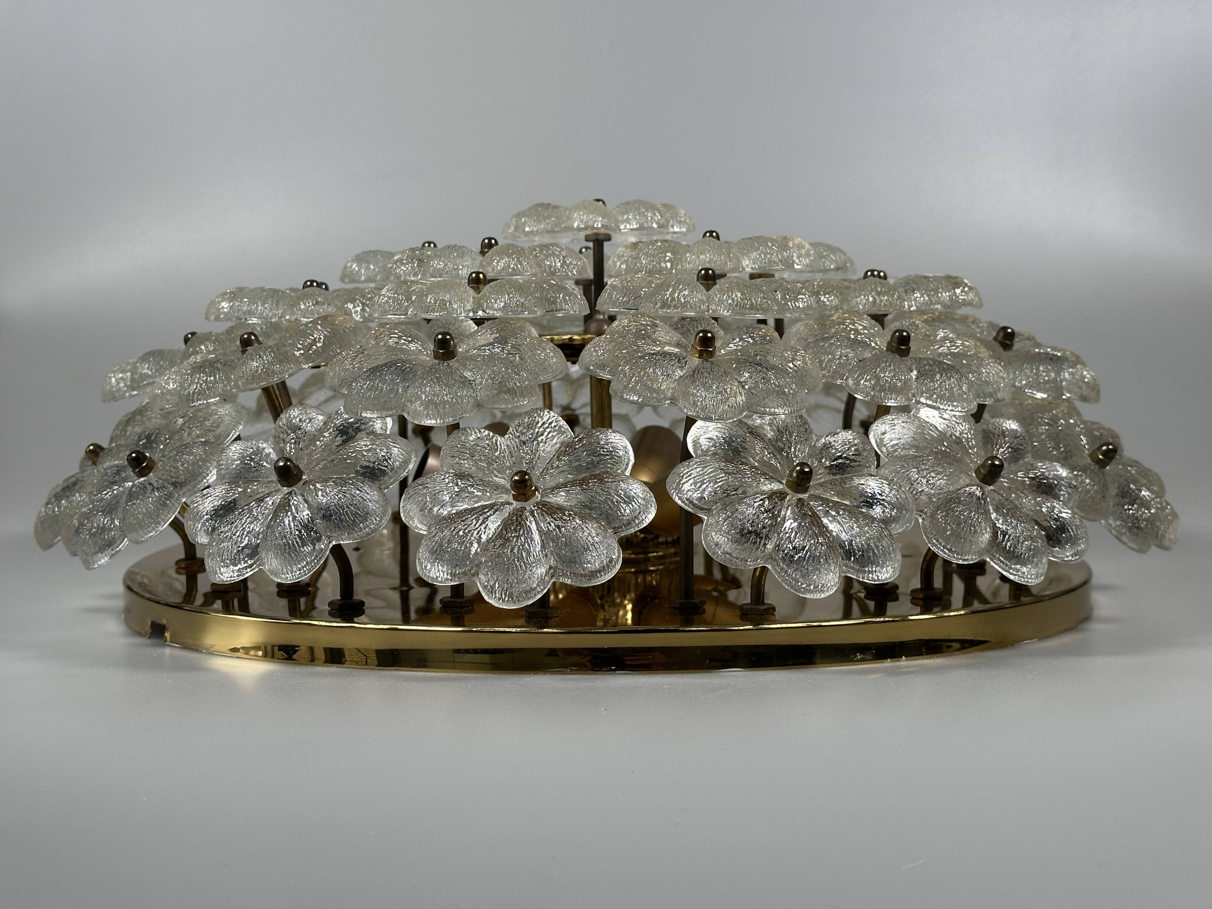 1960s/70s Ceiling Lamp Ernst Palme made of brass and glass, Germany