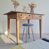 Old farmhouse table in raw wood - 2 drawers