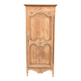 Louis XV boarding school wardrobe renovated in solid raw oak bonnetière