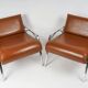 Pair of metal and leather armchairs from the 60s