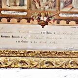 RARE 1929 France - Old framed Communion Certificate - French religious article