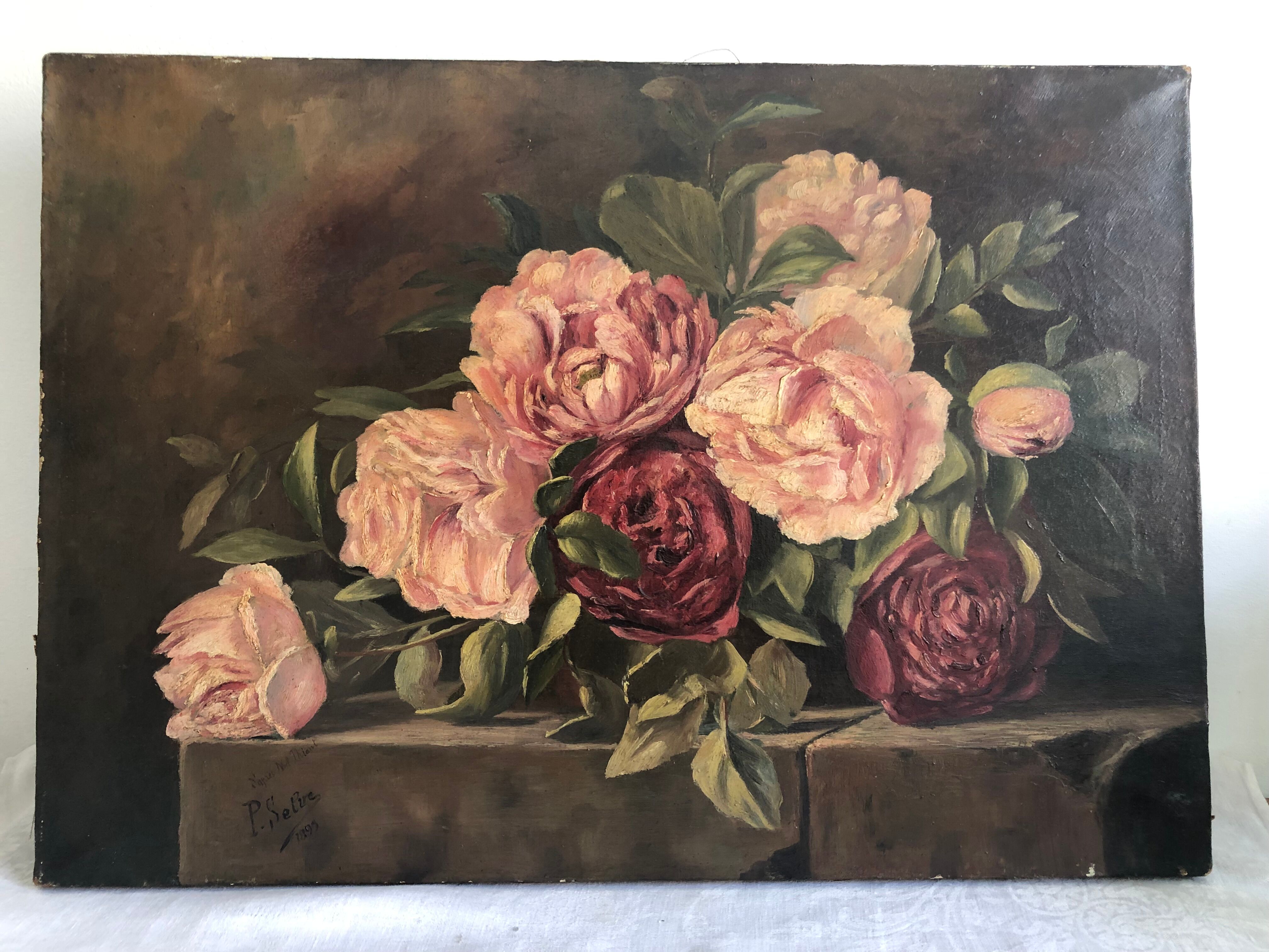 Bouquet of peonies - French school of the xiX century - P.SELVE