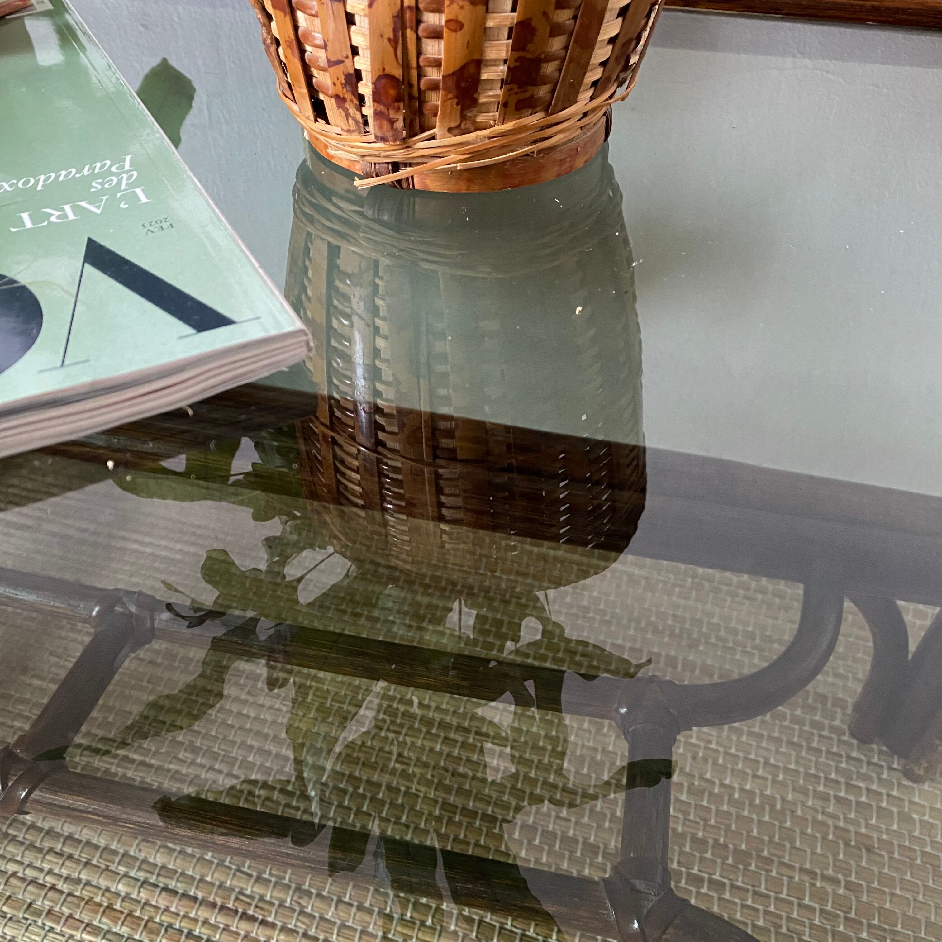 Rattan coffee table and smoked glass