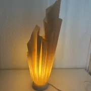 Lampe  vintage 1970 Athéna Georgia Jacob drapée saumonée - 50 cm