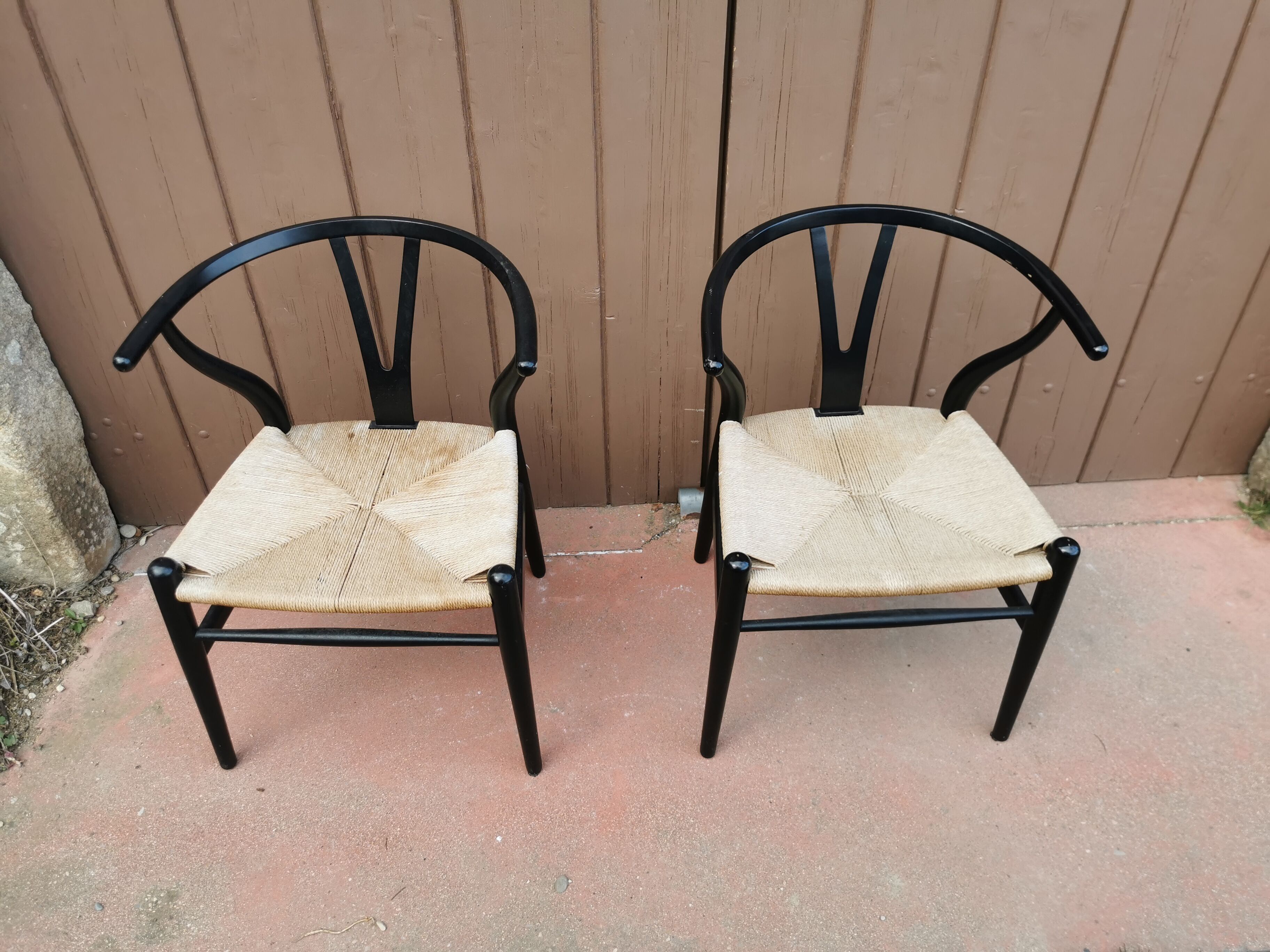 Pair of chairs wishbone ch24 by Hans Wegner for Carl Hansen
