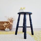 Antique black wooden stool, renovated