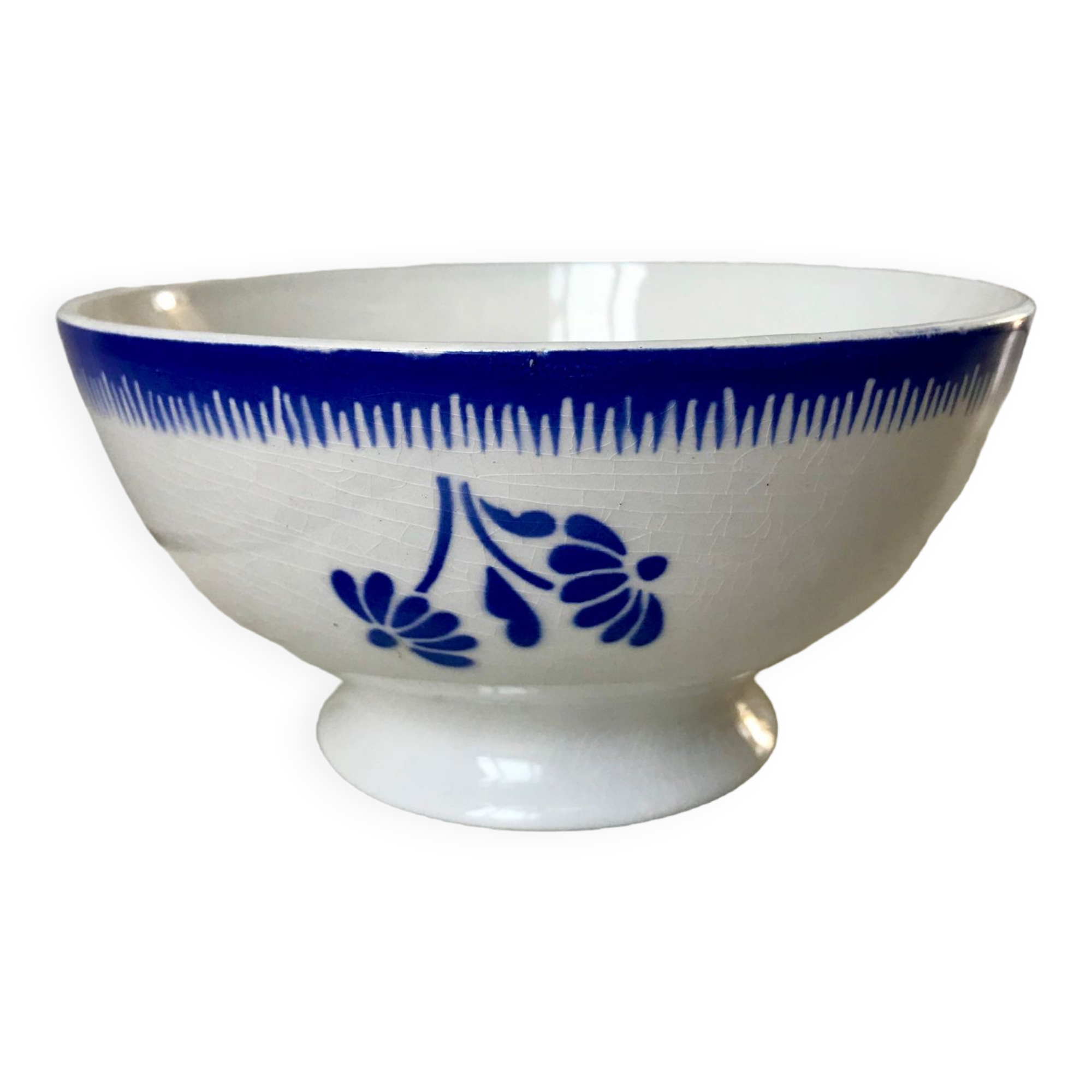 earthenware bowl FB Badonviller blue years 30-40