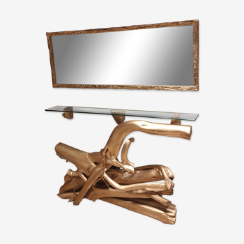 Console étagère et miroir pièce unique