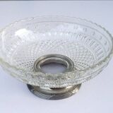 Glass and metal fruit bowl on pedestal, 1930s