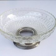 Glass and metal fruit bowl on pedestal, 1930s
