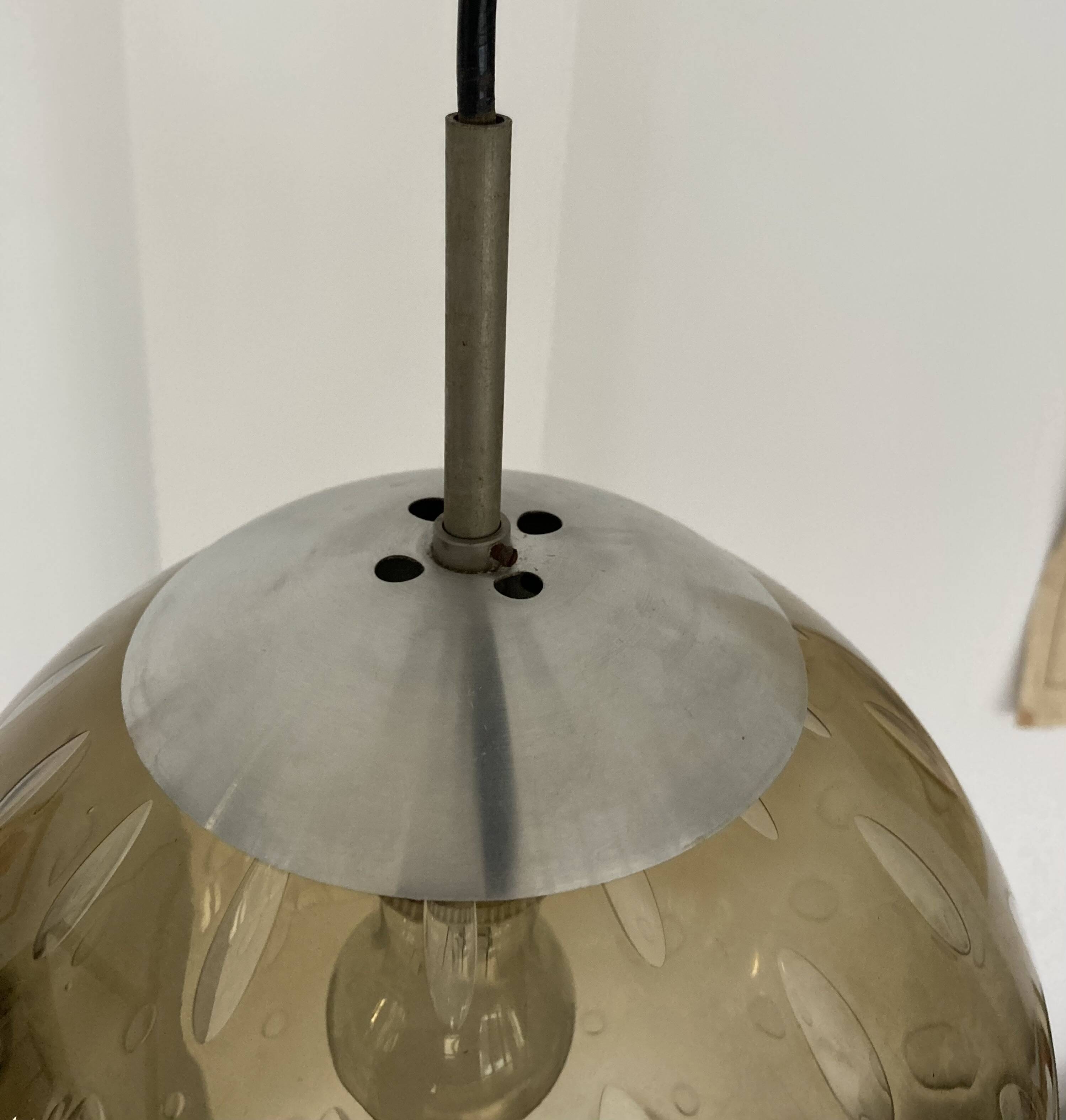 RAAK 1960s amber bubble glass globe pendant light