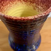 Navy blue vase signed Accolay