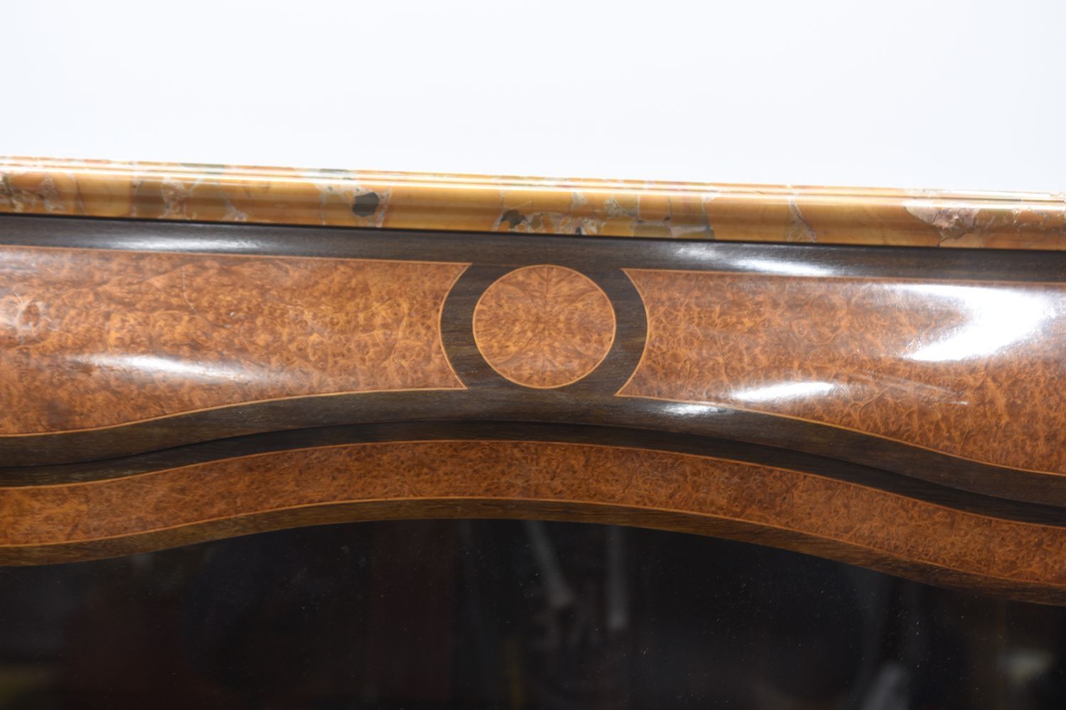 Transition style library marquetry and gilded bronze on marble