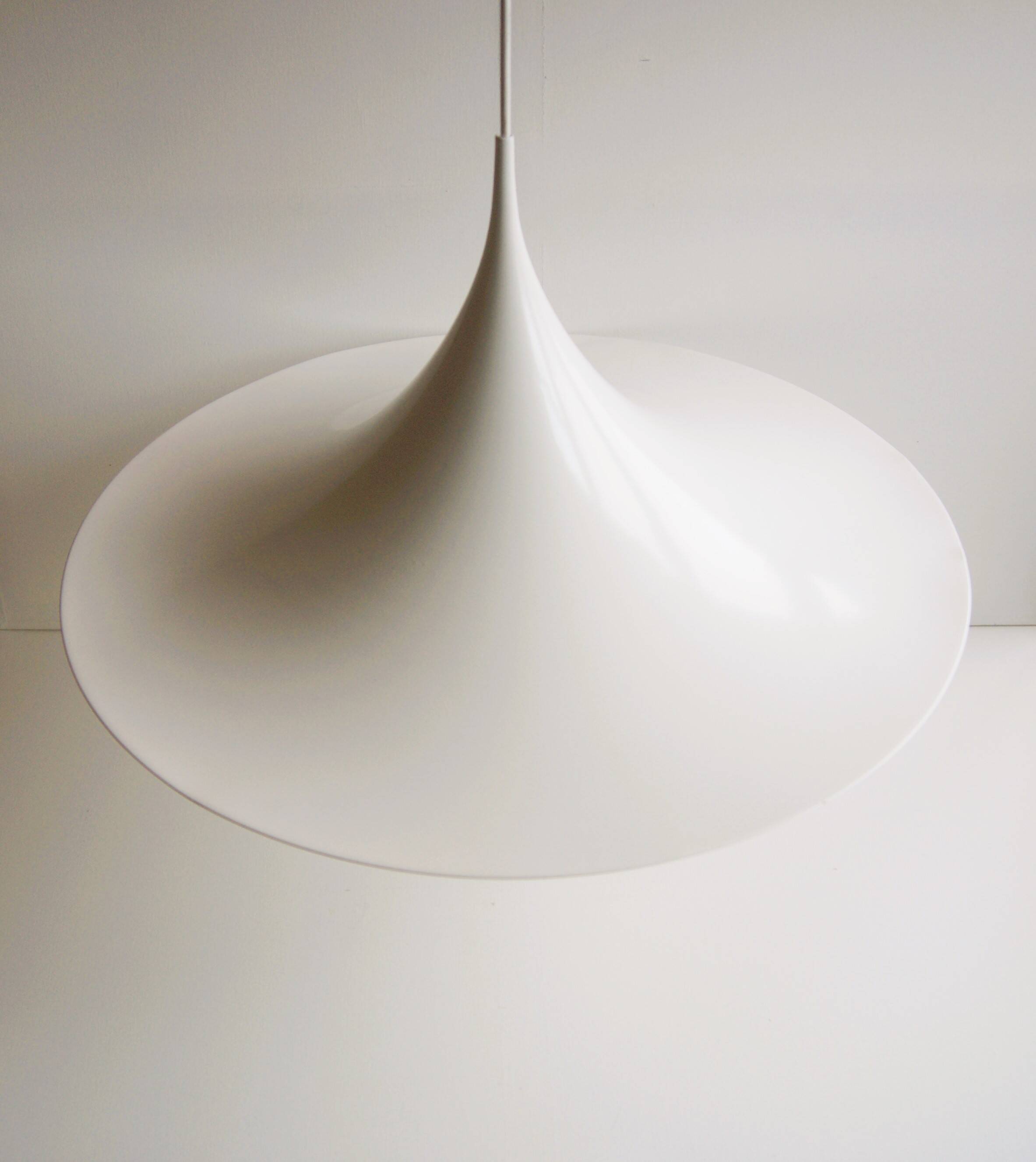 Large White Witch Hat Semi Pendant - Design by Bonderup and Thorup for Fog and Morup, 1960s.