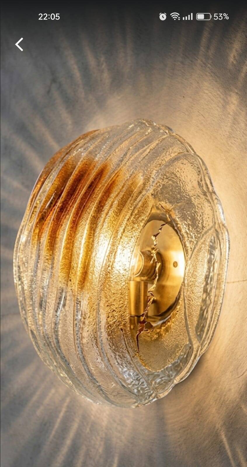 1970 Mazzega pair of vintage Murano wall lights