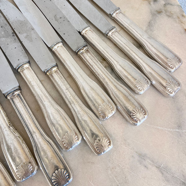 Set of 18 antique knives, silver metal