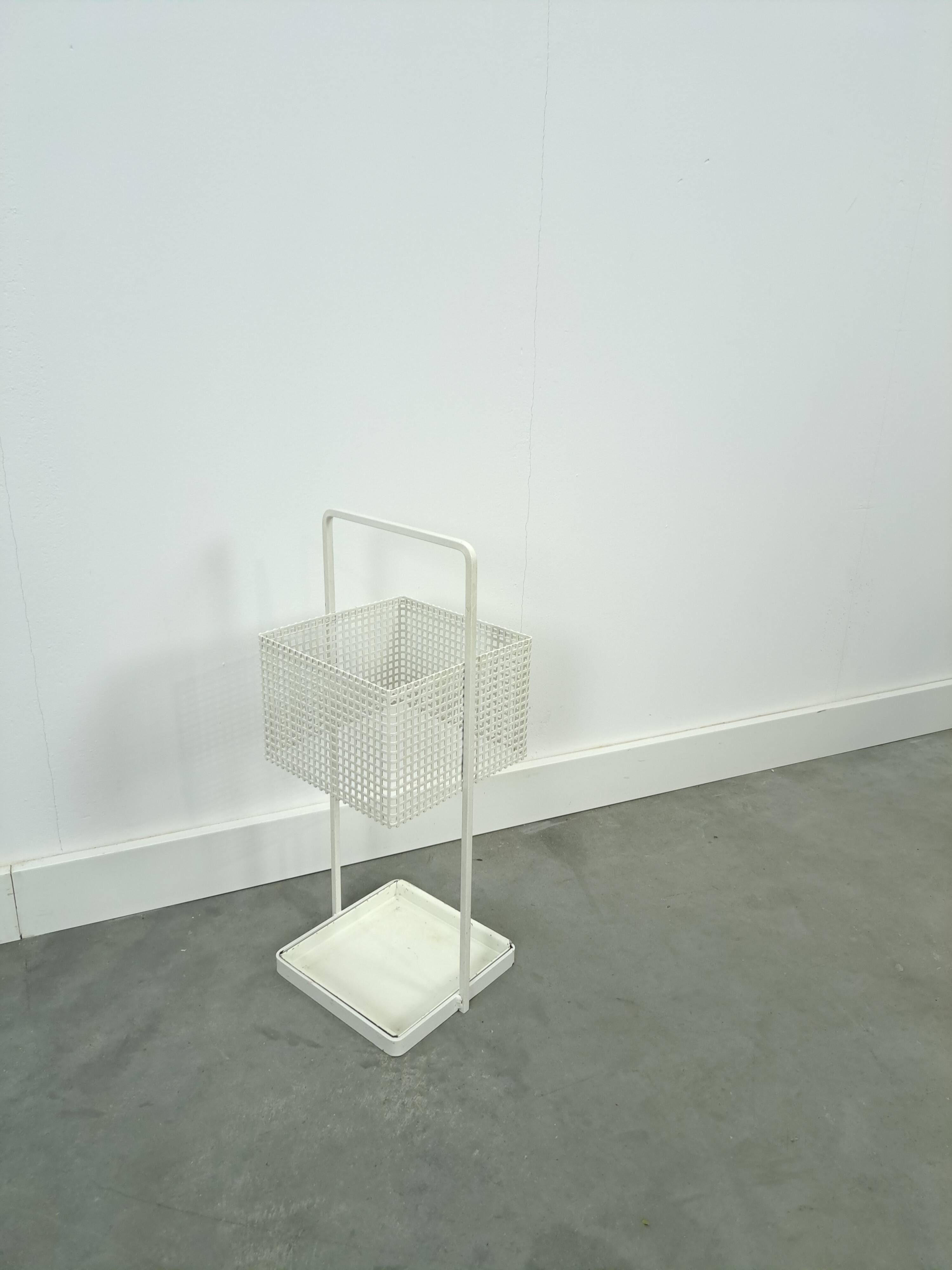 White metal vintage umbrella holder, umbrella stand