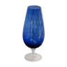 Vase Italie en verre bleu texturé, années 70