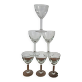 Lot de 6 verres à pied vintage liseré gravé