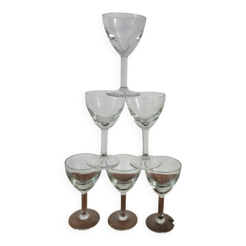 Set of 6 vintage engraved rimmed glasses