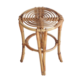 Stool-end of sofa-plant holder in rattan of years 60