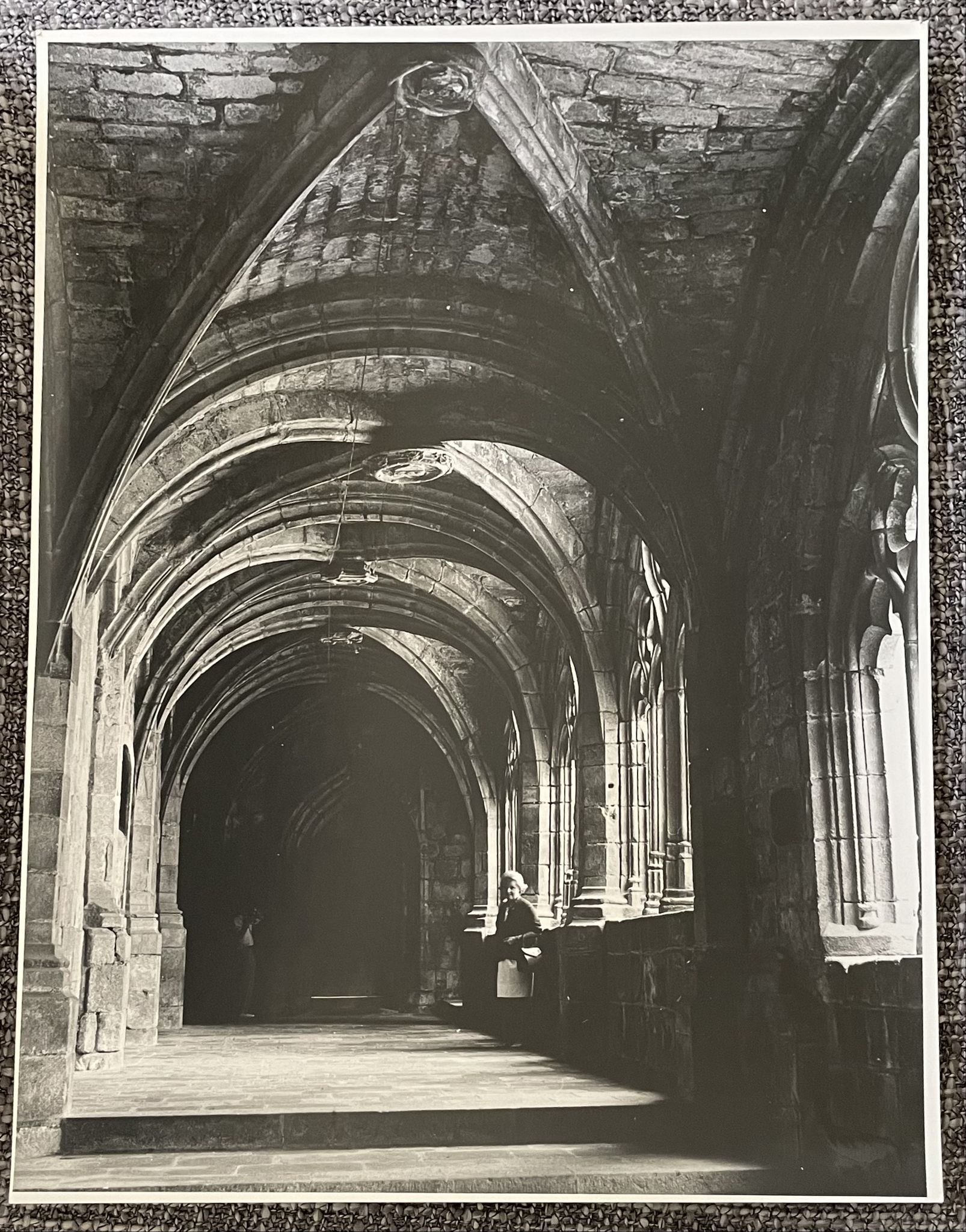 Photograph black and white silver print circa 1970 vaulted church