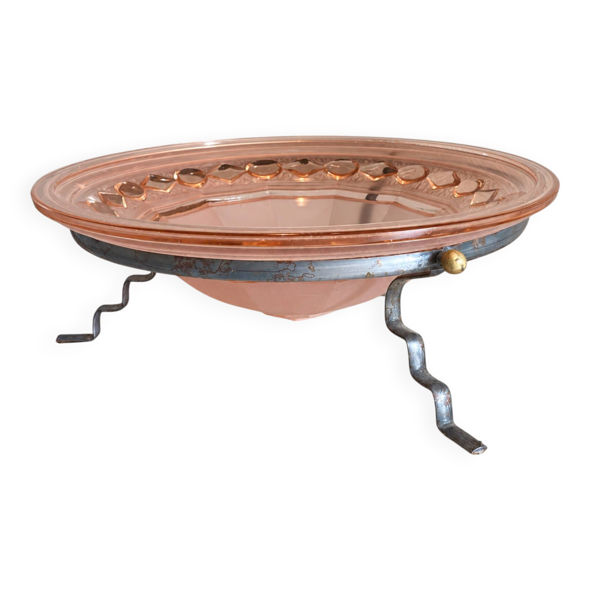 Large Art Deco bowl on a metal stand